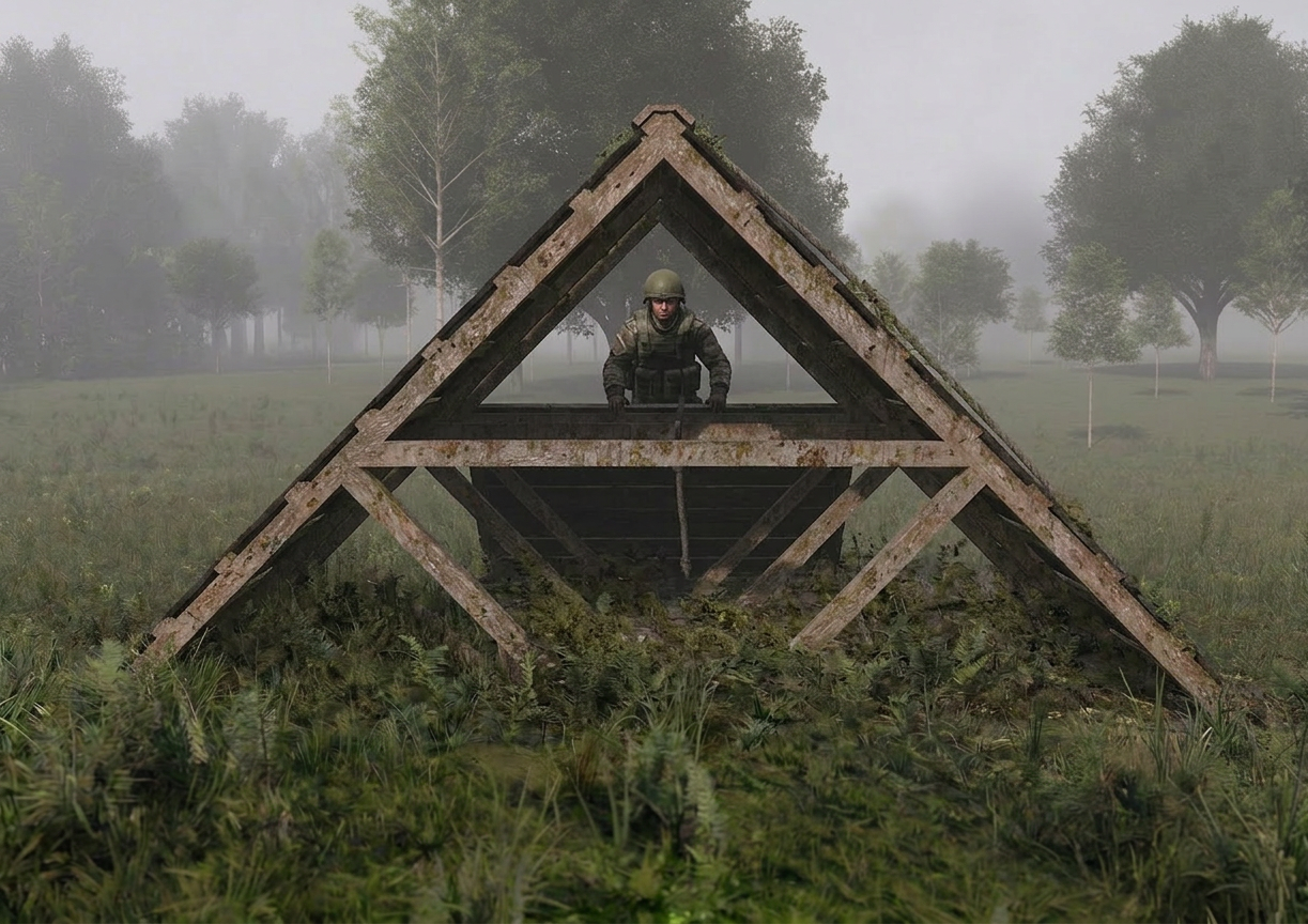 Наклонная стена - элемент полосы препятствий Разведчик