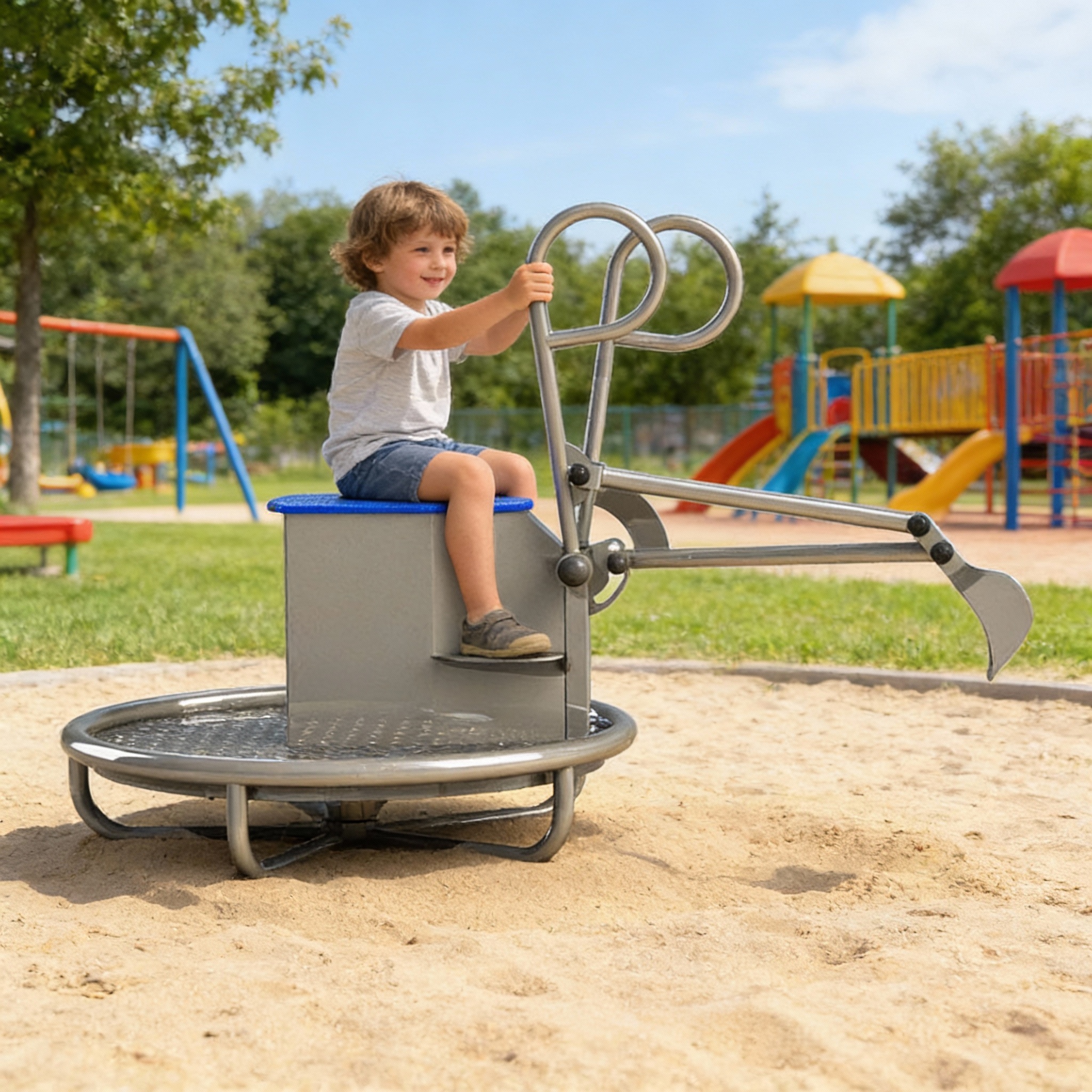 Песочный экскаватор двухместный (нержавеющая сталь)