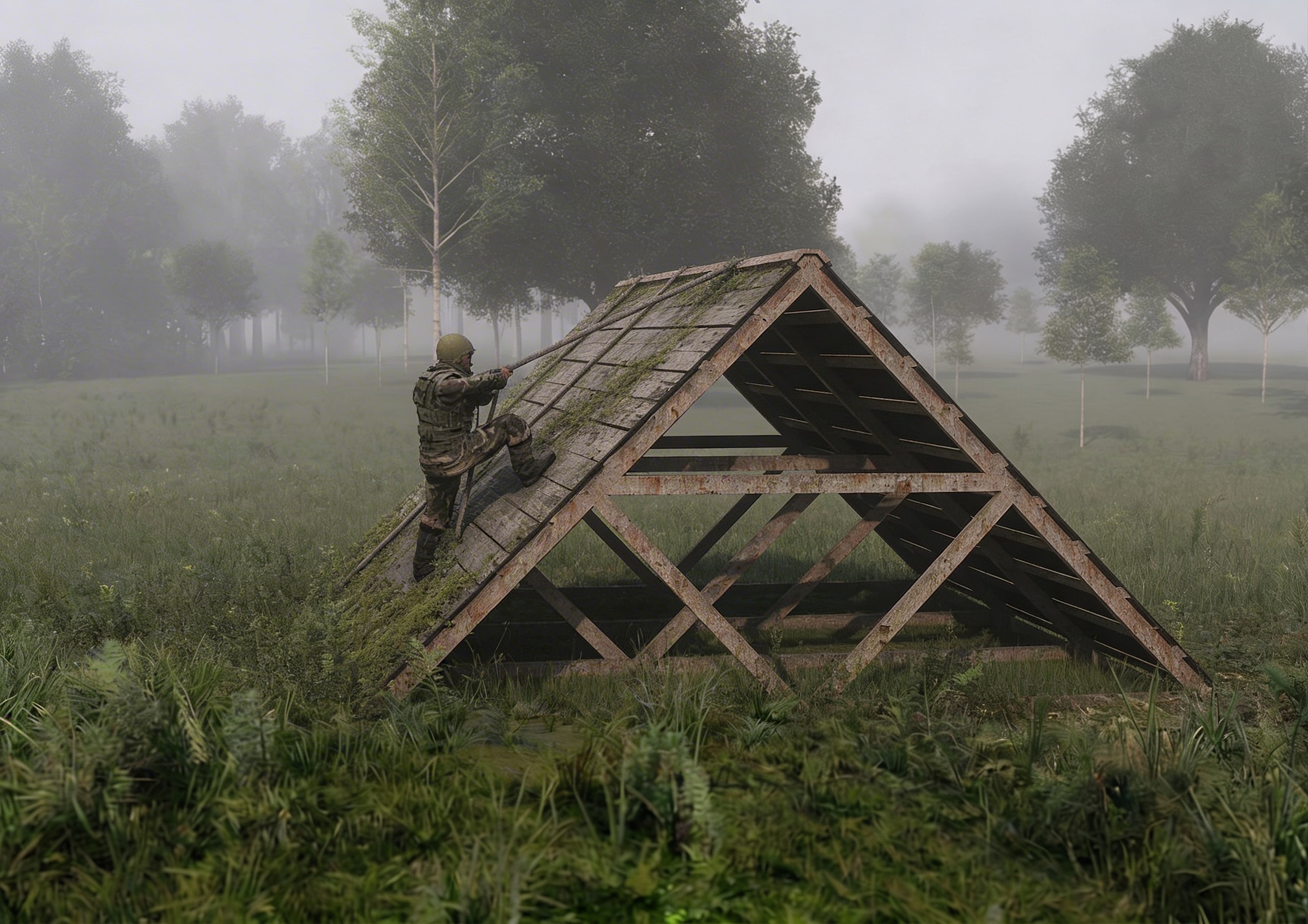 Наклонная стена - элемент полосы препятствий Разведчик