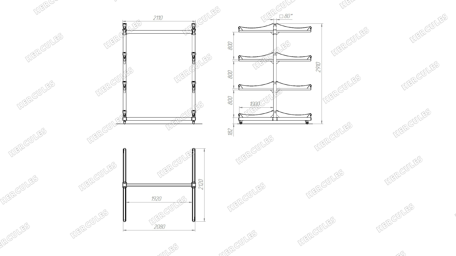 Стеллаж для хранения каяков и байдарок двусторонний