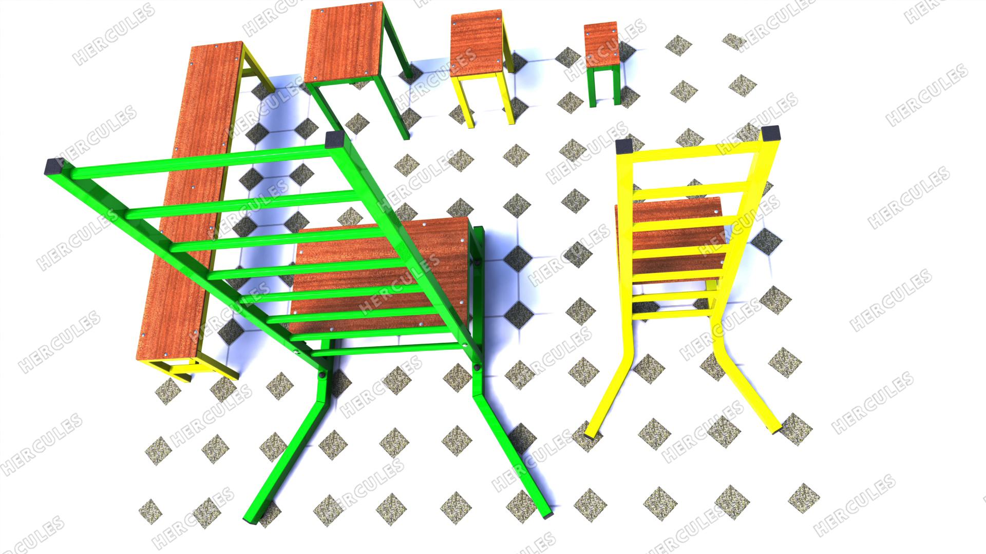 Набор оборудования для ЛФК (стул, скамейка, скамейки-вкладыши)