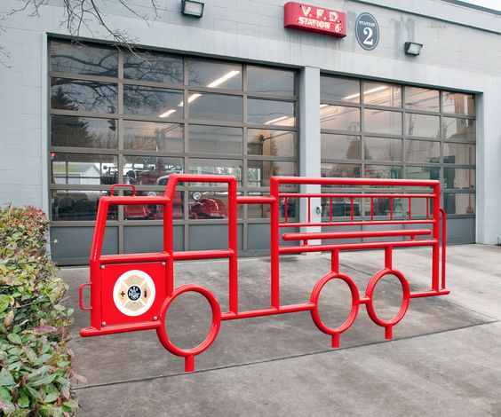 Велопарковка декоративная Пожарная машина