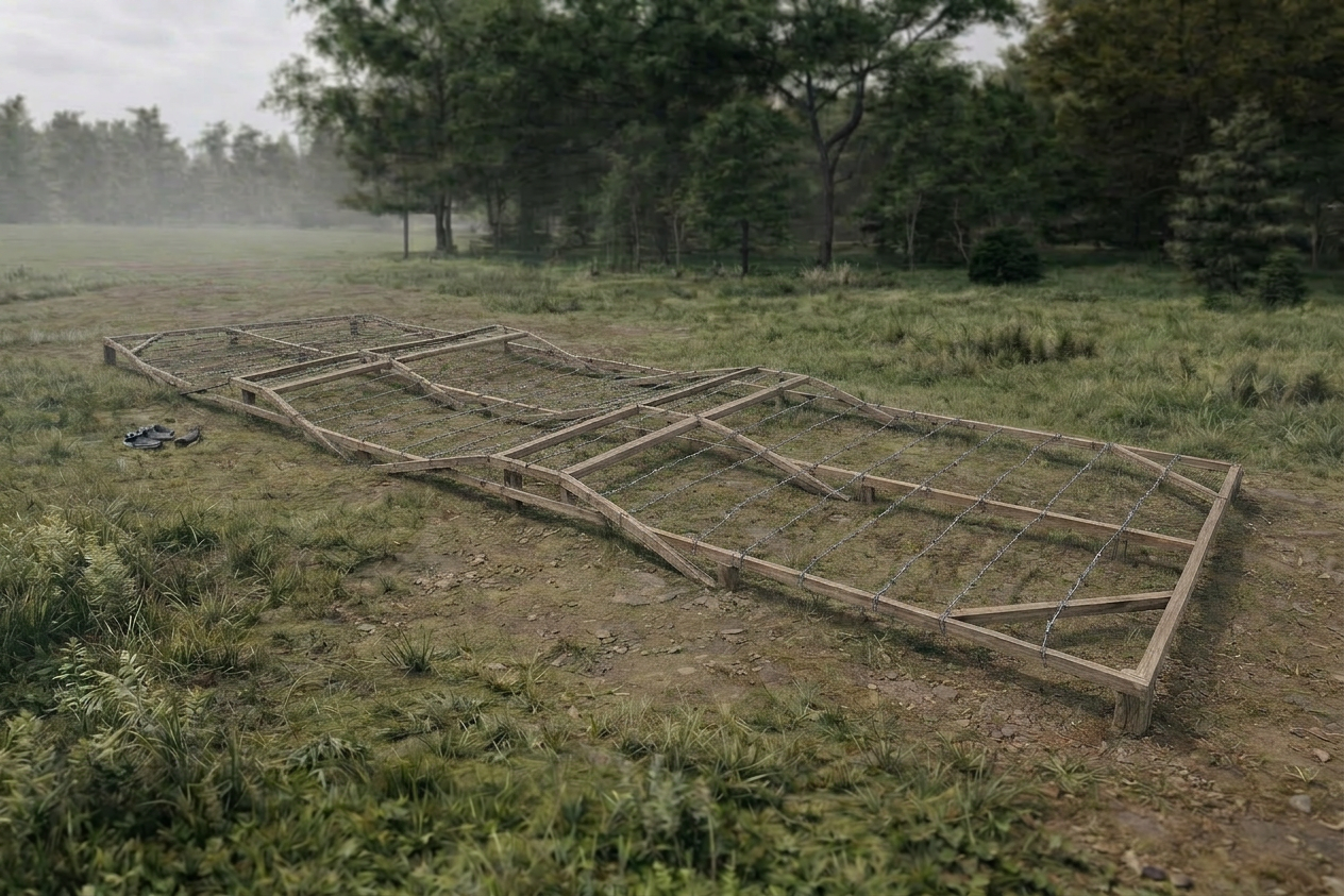 Колючая проволока - элемент полосы препятствий Разведчик