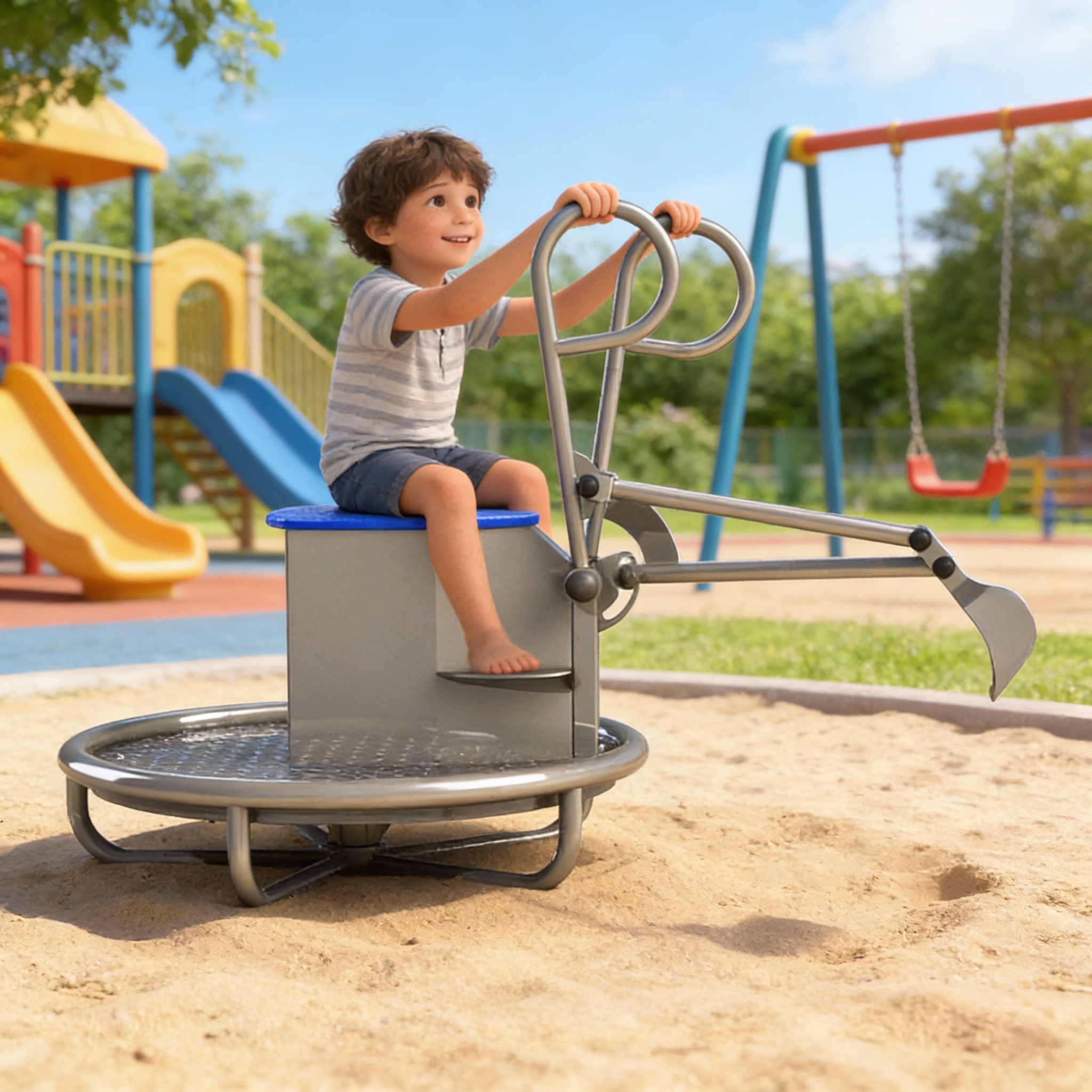 Песочный экскаватор двухместный (нержавеющая сталь)