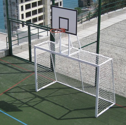 Баскетбольная стойка уличная антивандальная с воротами для минифутбола