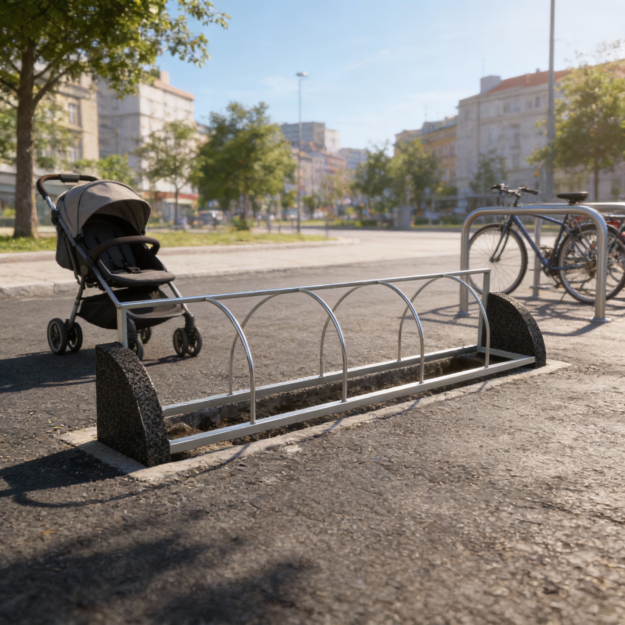 Парковка для колясок (гранит, сталь) 4313