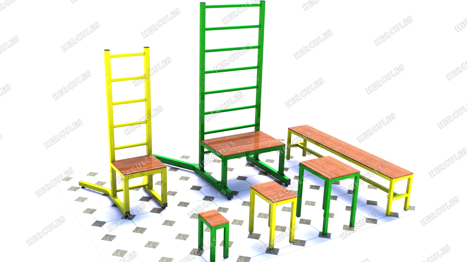 Набор оборудования для ЛФК (стул, скамейка, скамейки-вкладыши)