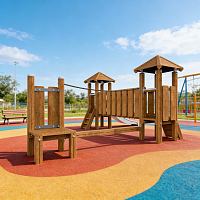 Детская игровая площадка с канатным переходом и горкой из нержавейки