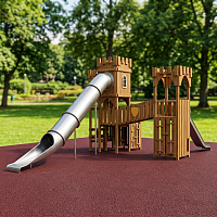 Замок принцессы с большой горкой-трубой из нержавейки