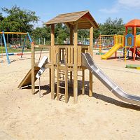 Детская площадка для игр с песком и горкой из нержавейки